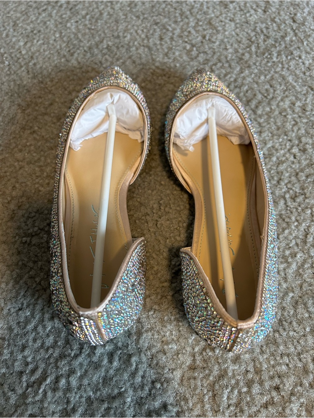 Betsey Johnson Iridescent Crystal Embellished Pointed Flat - Multicolor (Size 8) - Picture 4 of 7